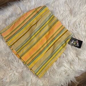 Art Class Girls Striped Mini Skirt Yellow Orange Cotton Blend NWT Size M (7/8)